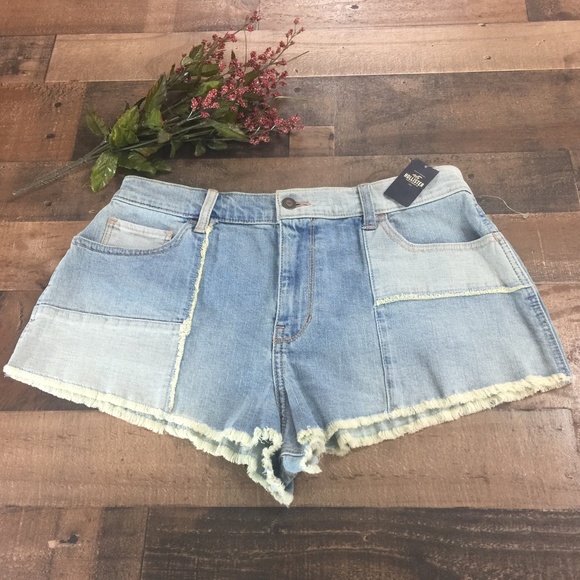 Hollister Pants - NWT Hollister High Rise Patch Denim Shorts Sz 13